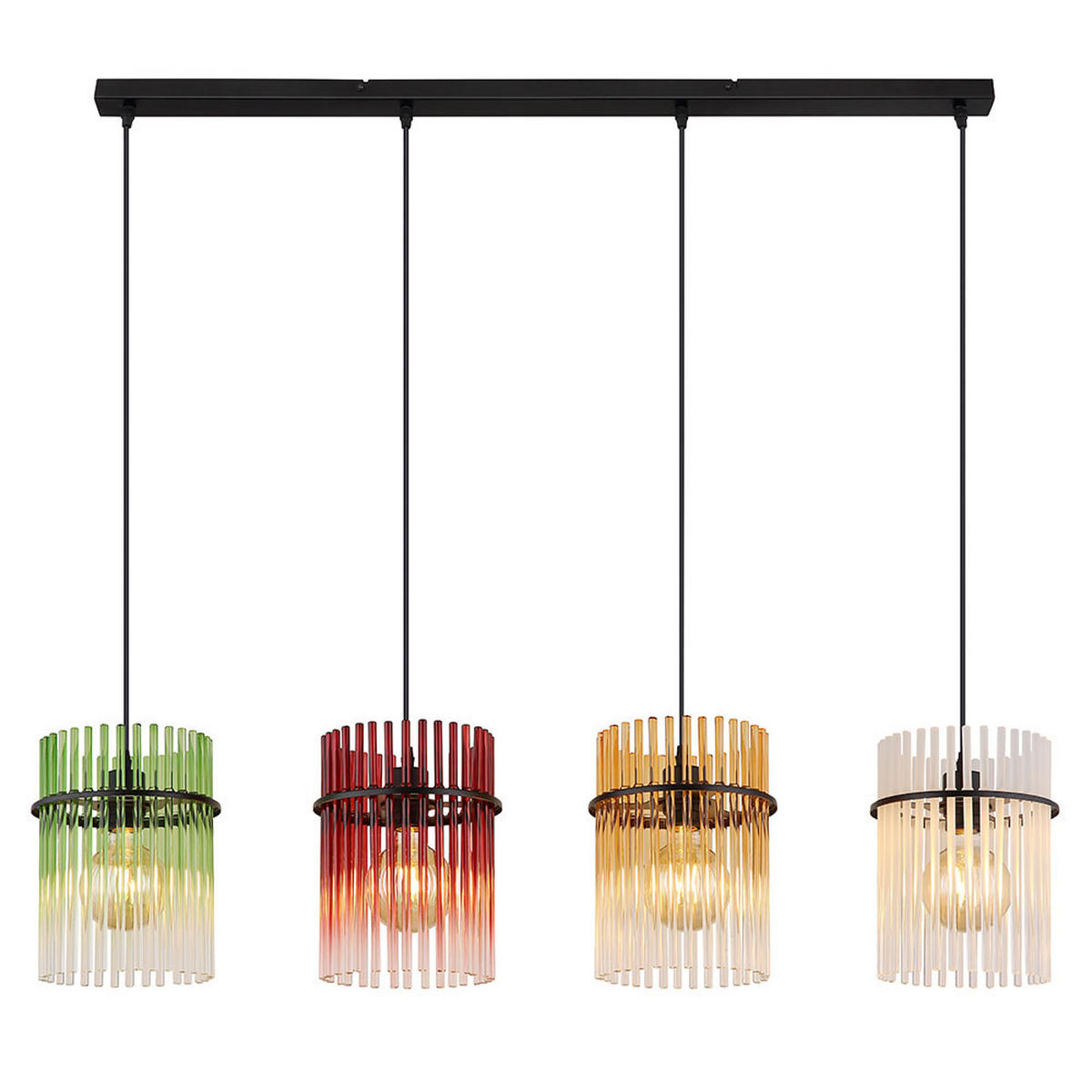 LED HÄNGELEUCHTE Glas bunt Schwarz - Multicolor, Glas (110/20/140cm) - Globo Lighting