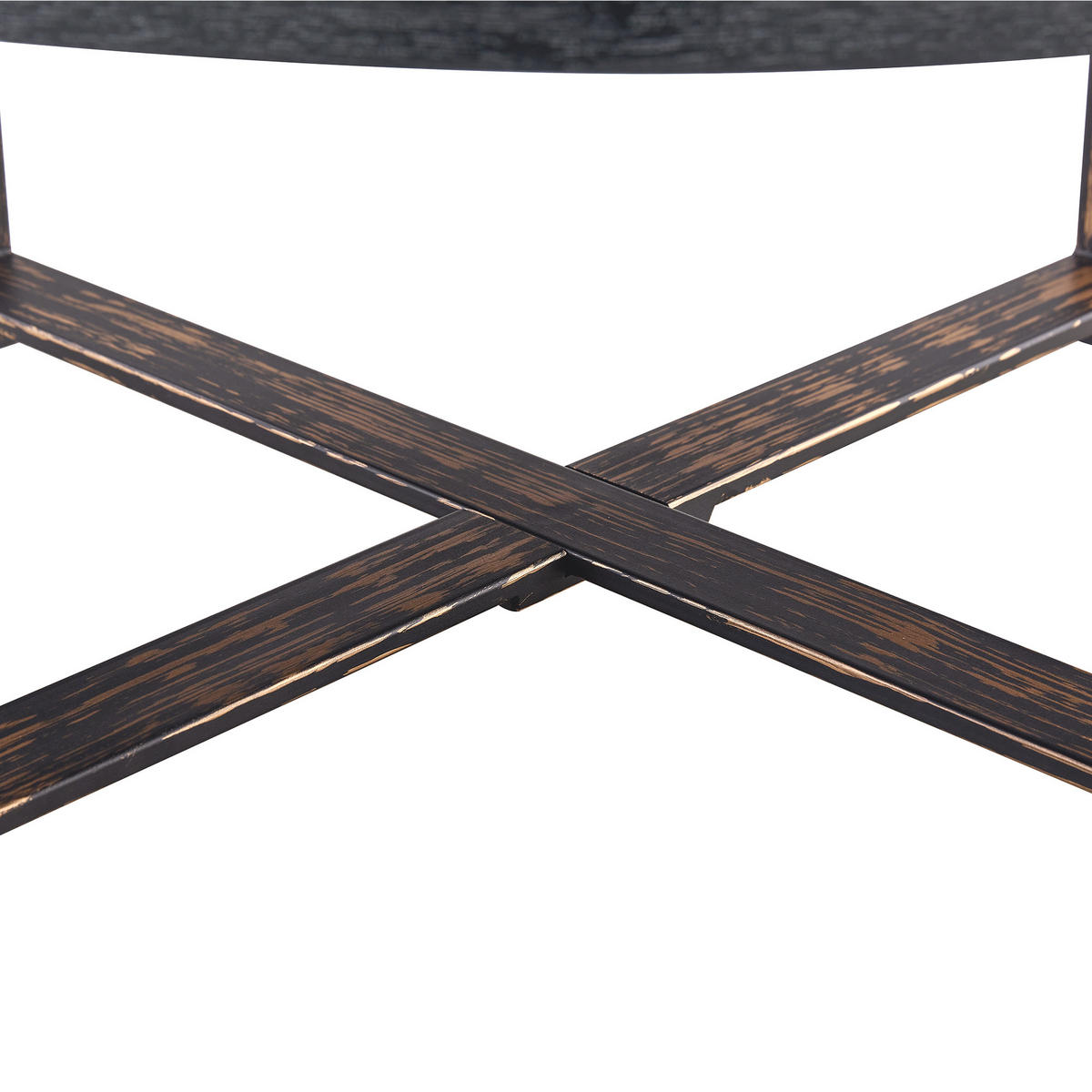 COUCHTISCH in Schwarz Wohnzimmertisch mit einem schwarzen Metallkreuzsockel für Wohnzimmer, B68/T68/H36 cm - Schwarz, Holzwerkstoff/Metall (68/68/36cm) - STILVORA