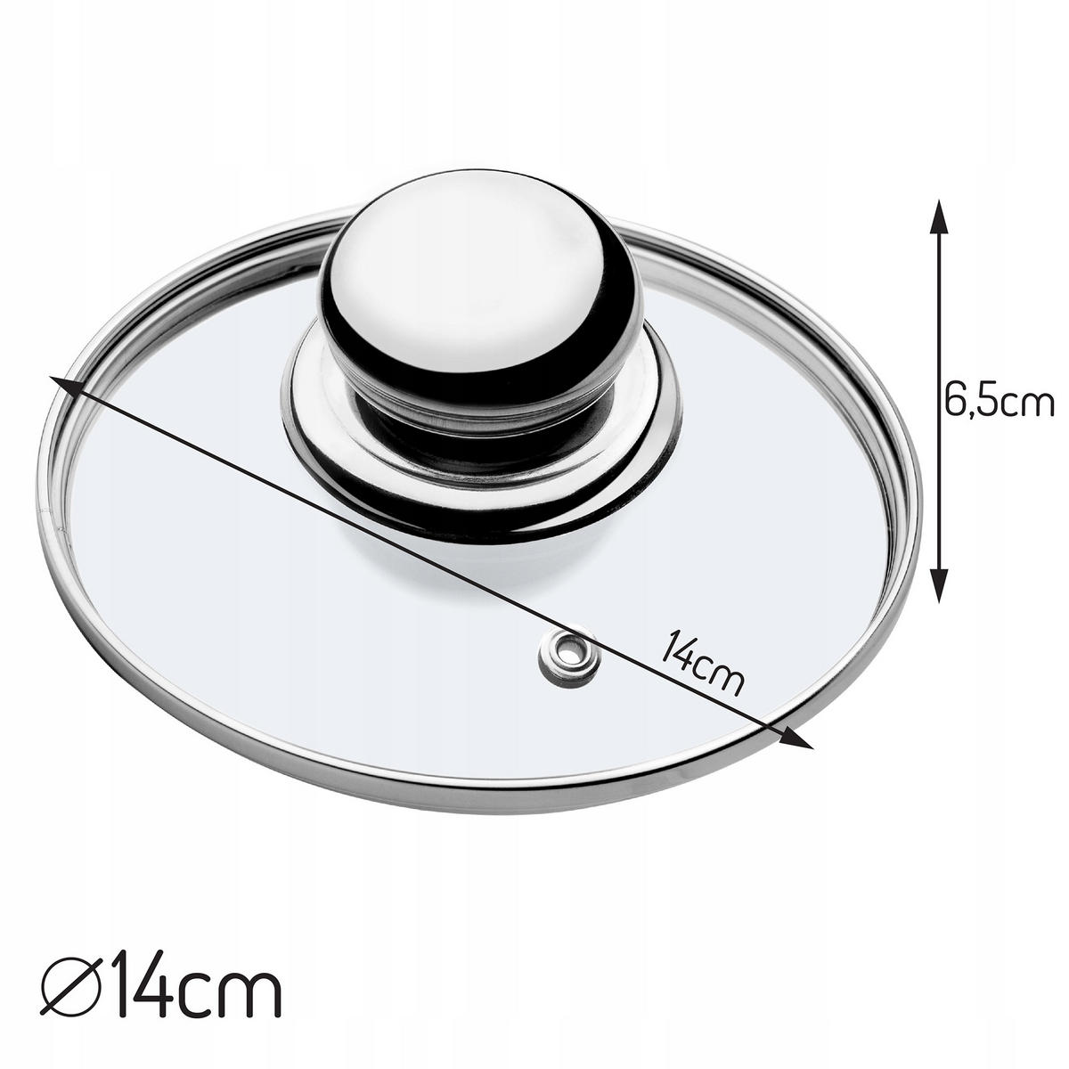 DECKEL mit Metallgriff, 14 cm - Transparent, Glas (14cm) - KADAX