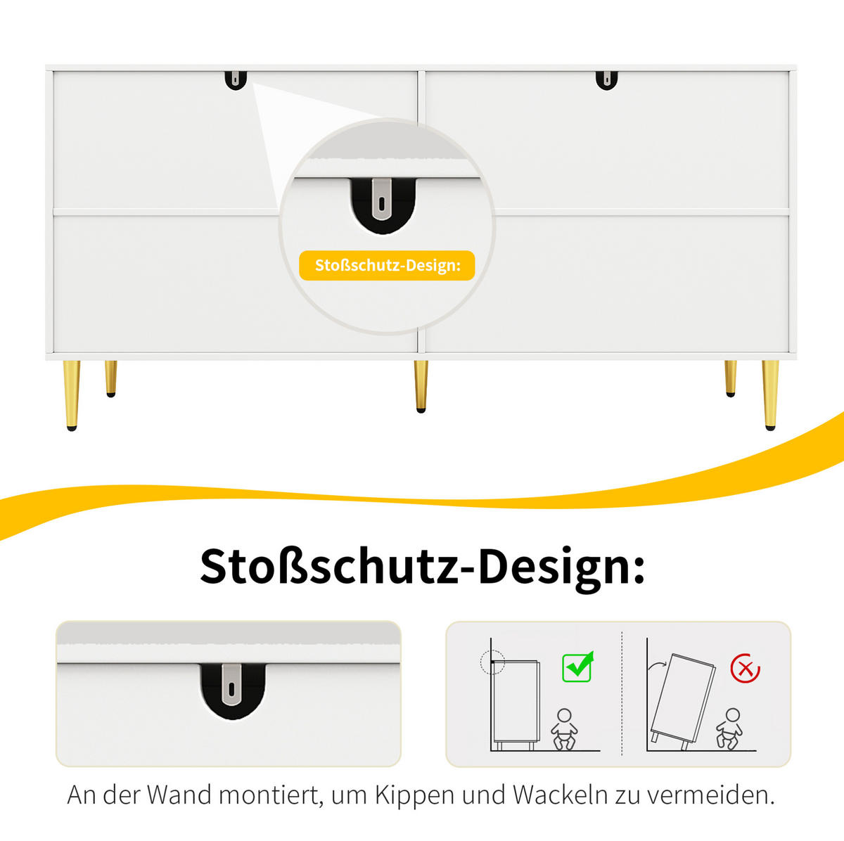 SIDEBOARD 152/40/75 cm Weiß aus MDF mit Wellendesign - Weiß, Holzwerkstoff (40/75/152cm) - OKMYHOME