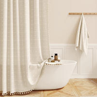 DUSCHVORHANG Beige Leinen Boho Stil 150 x 180 cm für Zuhause Badezimmer - Beige, Textil (150/180cm) - MCBOSON
