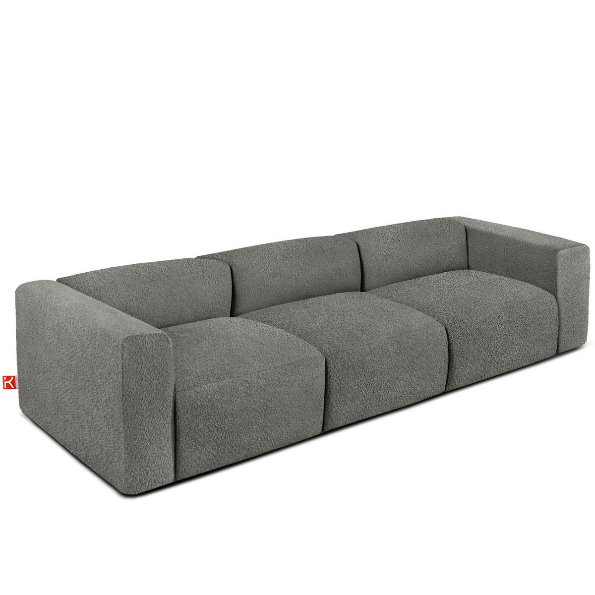 3-SITZER SOFA BUFFO, Stahlgrau - Grau, Holz/Holzwerkstoff (290/73/96cm) - KONSIMO®