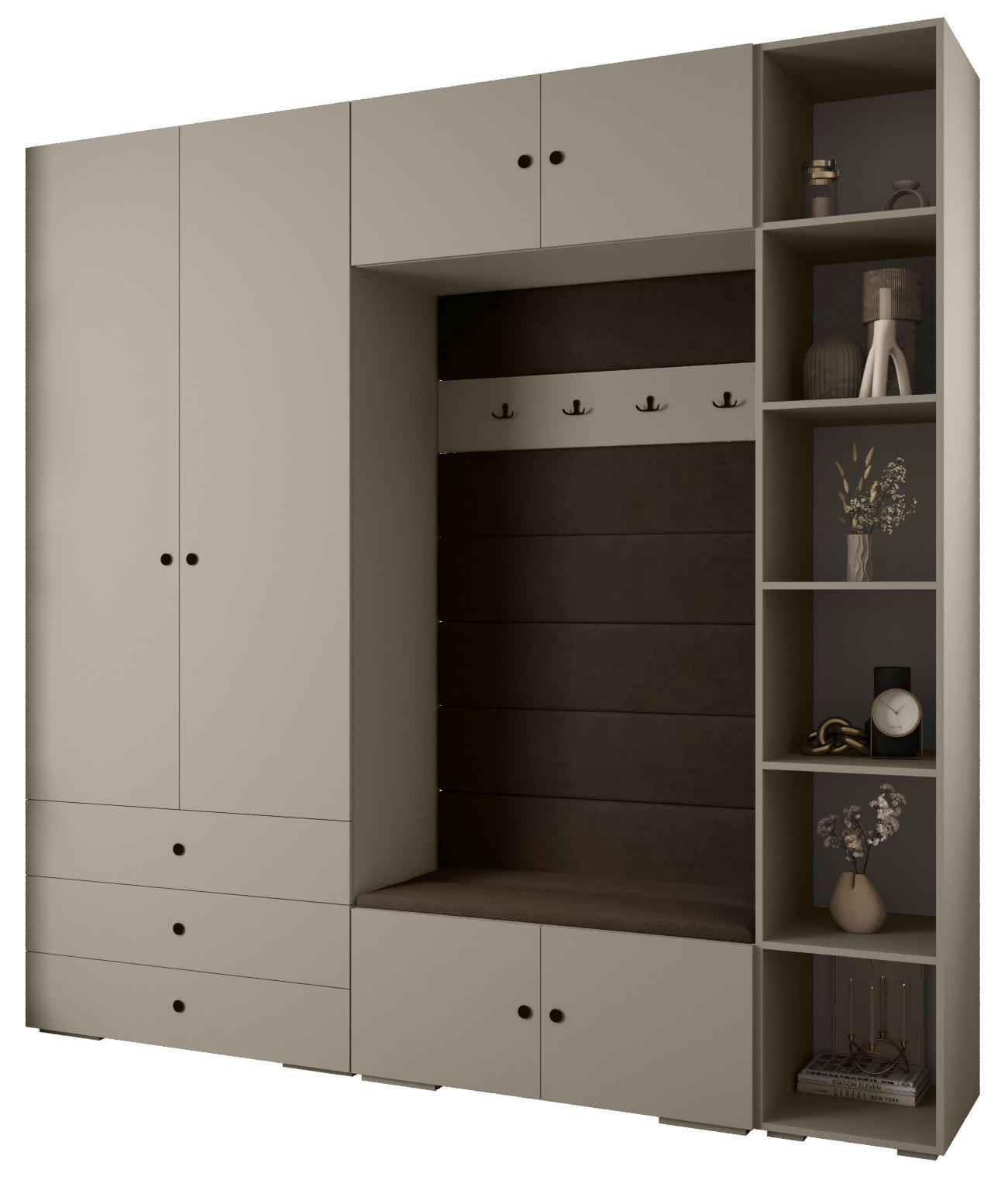 GARDEROBEN-SET 236,7/240/47 - Kaschmir/Schwarz, Holz/Kunststoff (240/236.7/47cm) - Abiks Möbel