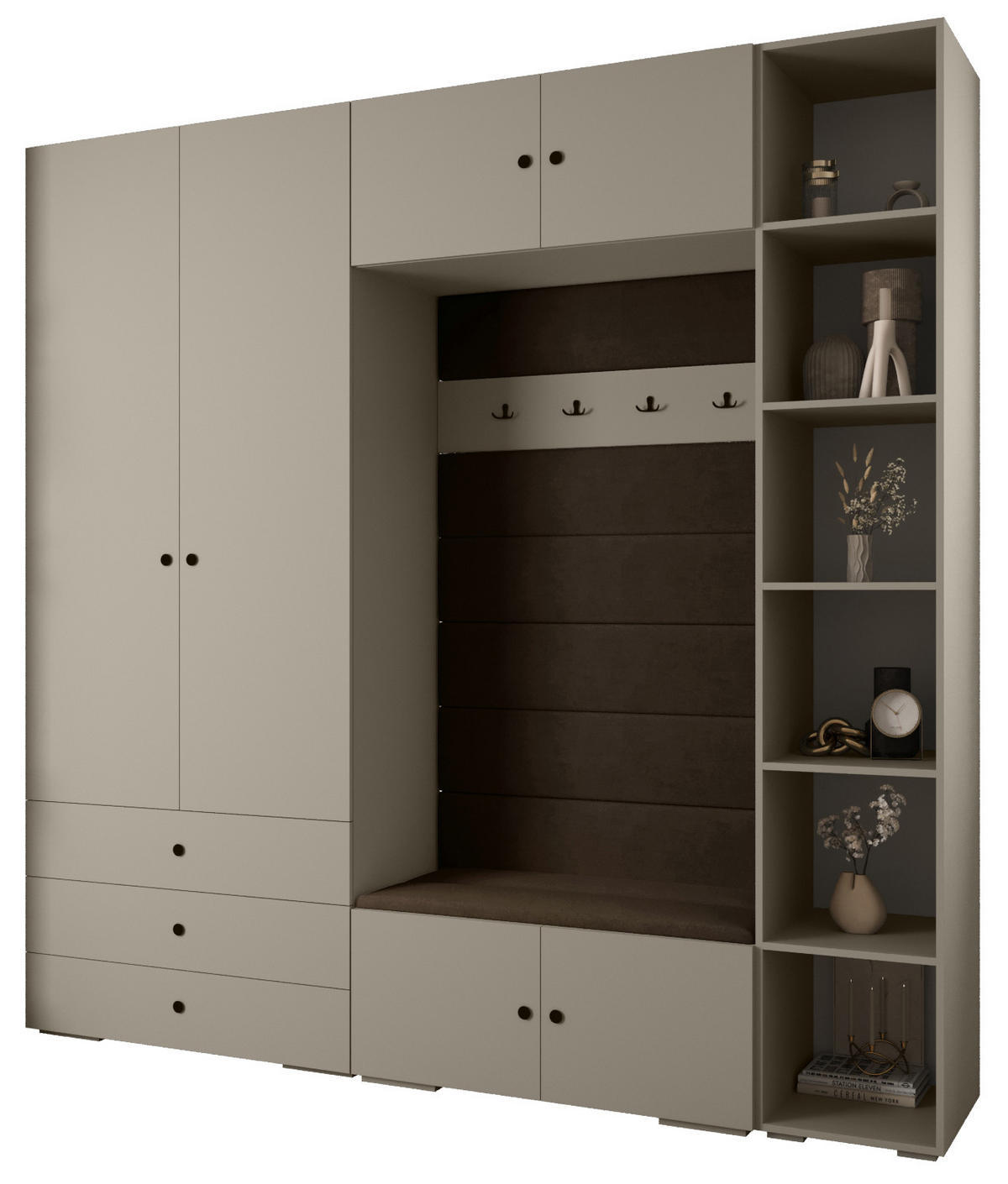 GARDEROBEN-SET 236,7/240/47 - Kaschmir/Schwarz, Holz/Kunststoff (240/236.7/47cm) - Abiks Möbel