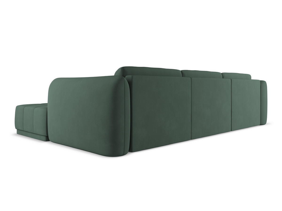 ECKSOFA Rechts Chenille Stoff Grün - Schwarz/Grün, Kunststoff/Textil (290/170cm) - Makamii