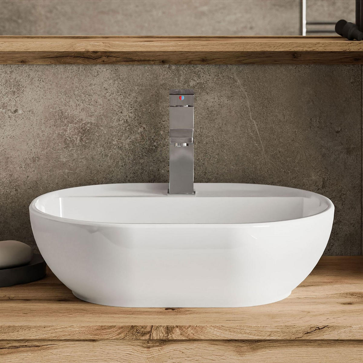 BADMÖBEL-SET LUMIRE LOFT Wotan Eiche mit Spiegel - Braun, Holzwerkstoff (80/52/46cm) - Lookway