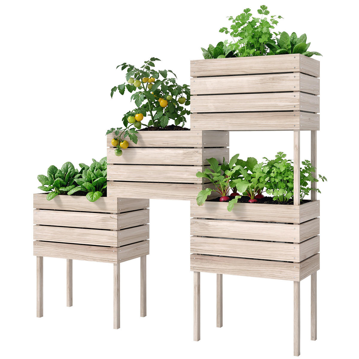 HOCHBEET, Blumenkasten, wetterbeständig, Massivholz, 50x30x60cm, Natur - Multicolor, Holzwerkstoff (50/60/30cm) - FORIOUS