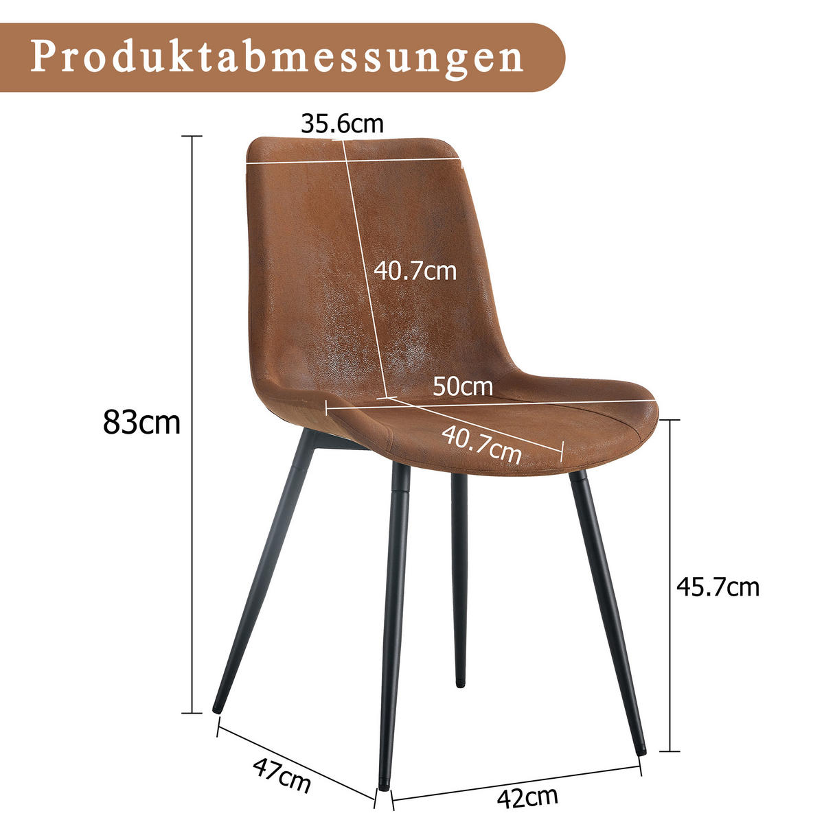 ESSZIMMERSTÜHLE Braun mit Metallgestell und ergonomischer Rückenlehne - Braun, Metall (47/83/50cm) - MIVRAY