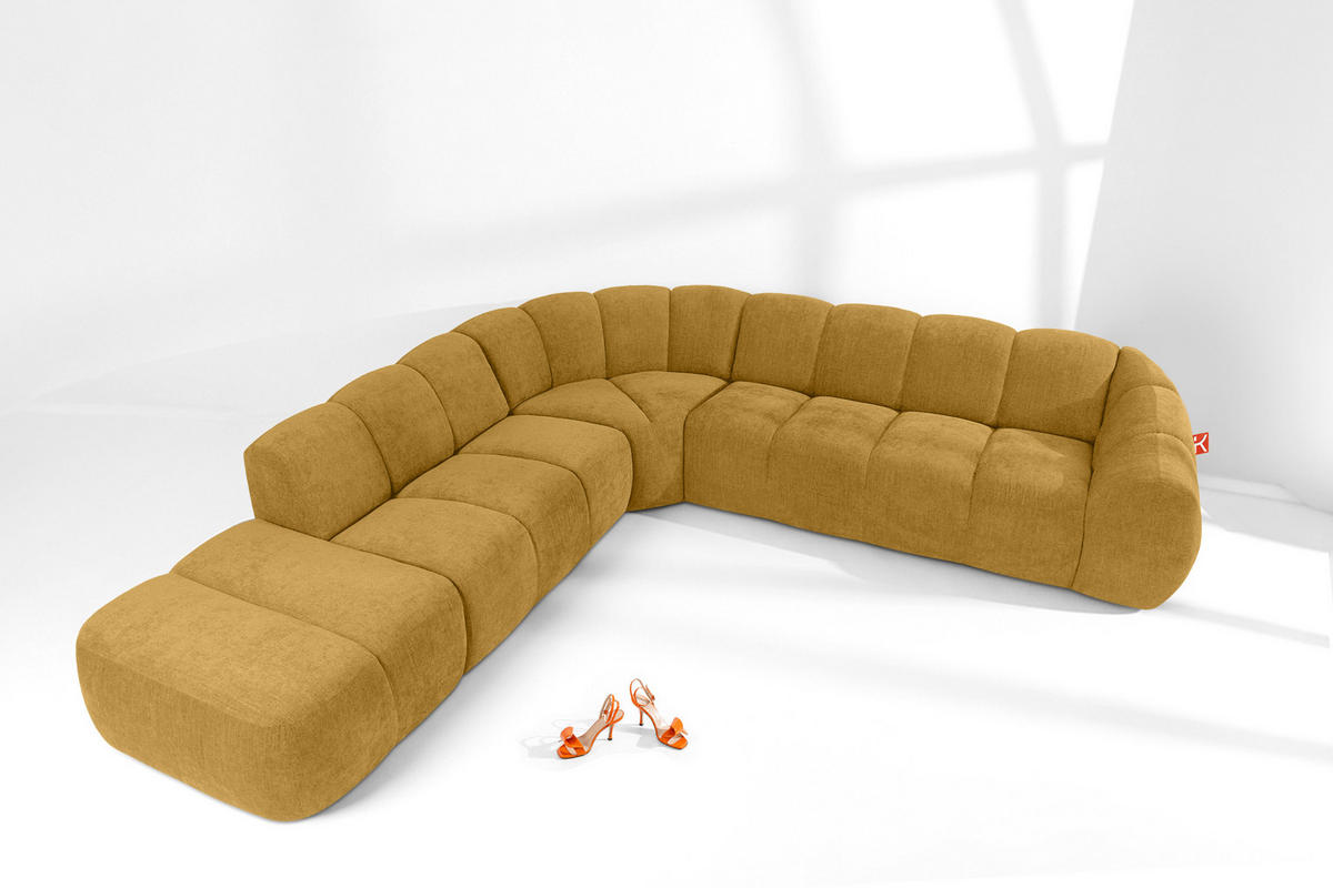 ECKSOFA LINKS FLAVA, Honigfarben - Honig, Holz/Holzwerkstoff (310/314cm) - KONSIMO®