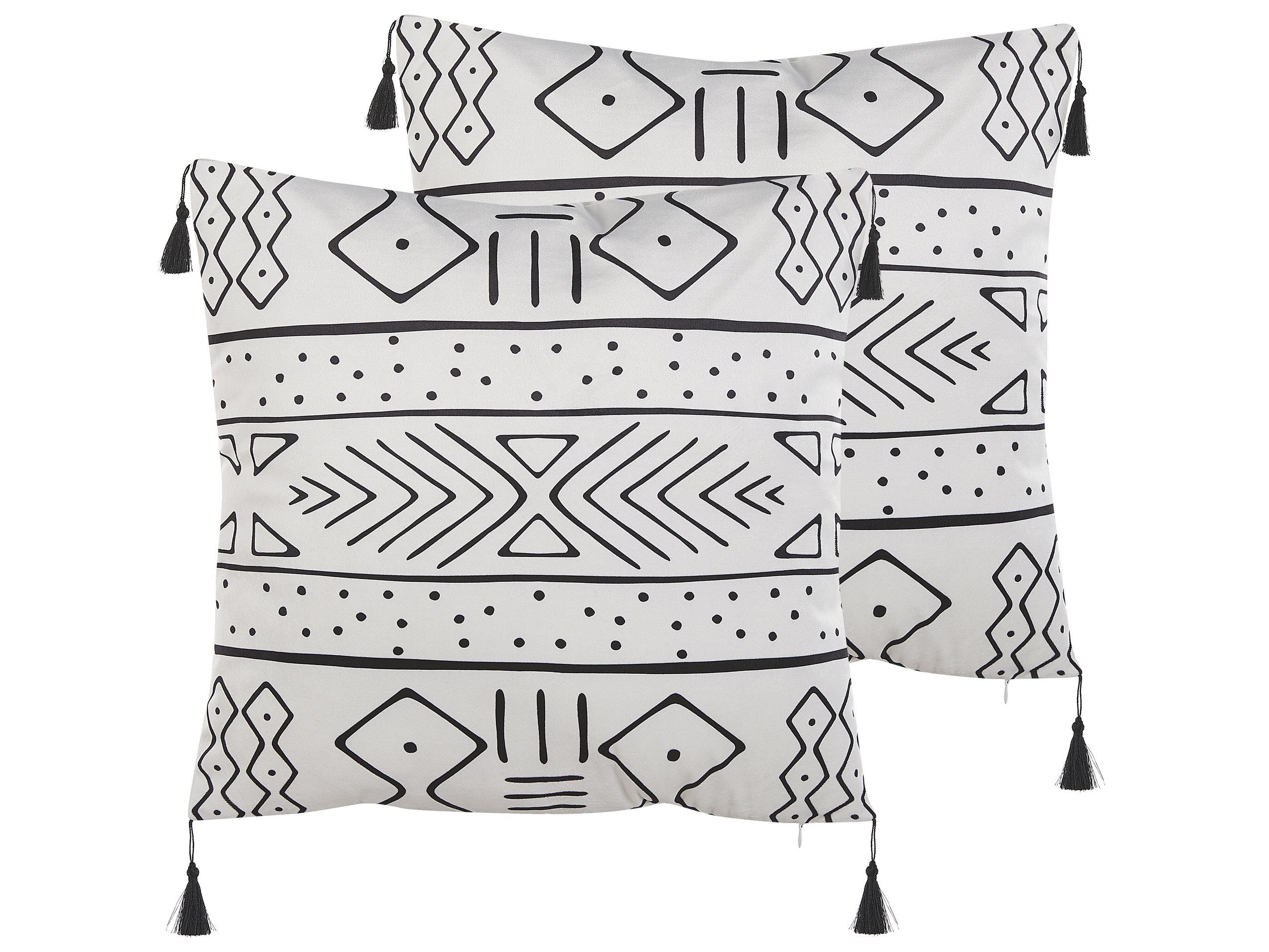 DEKOKISSEN 2er-Set Weiß 45/45 cm Schefflera - Weiß, Textil (45/45cm) - Beliani