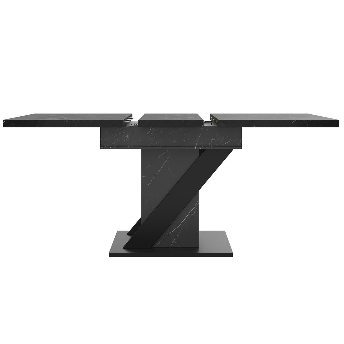 ESSTISCH ausziehbar 110-140/80/75 cm DE-39597 Schwarz Marmoroptik - Schwarz, Holzwerkstoff (80/110/75cm) - ComfortXL