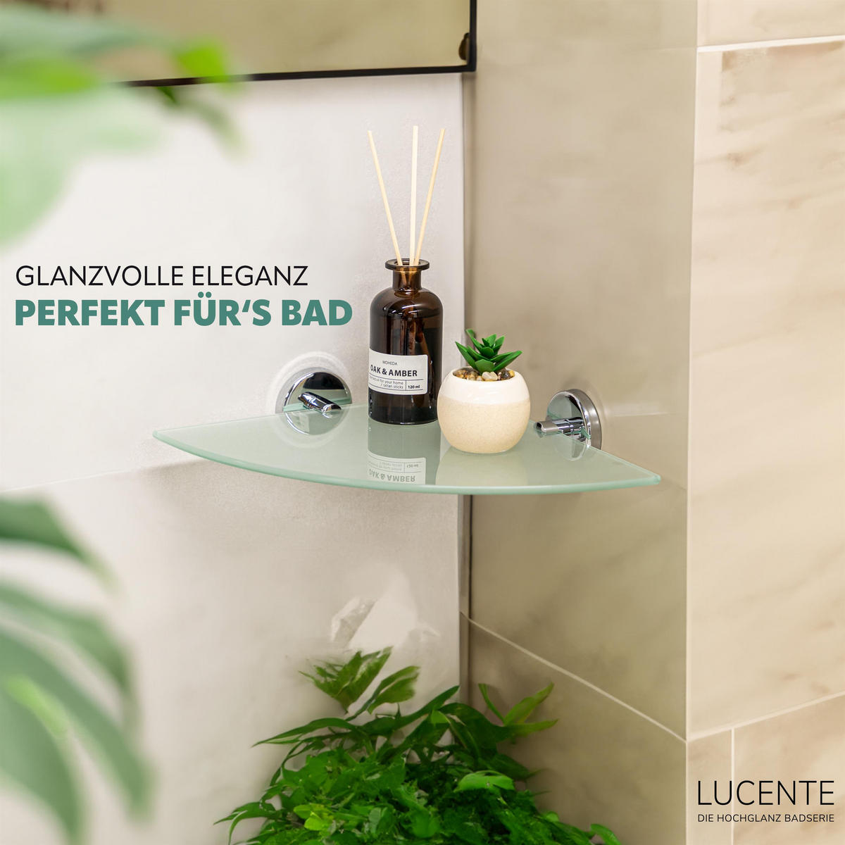 GLASECKABLAGE LUCENTE, Edelstahl, verchromt - Chromfarben, Metall (35/6/25cm) - bremermann