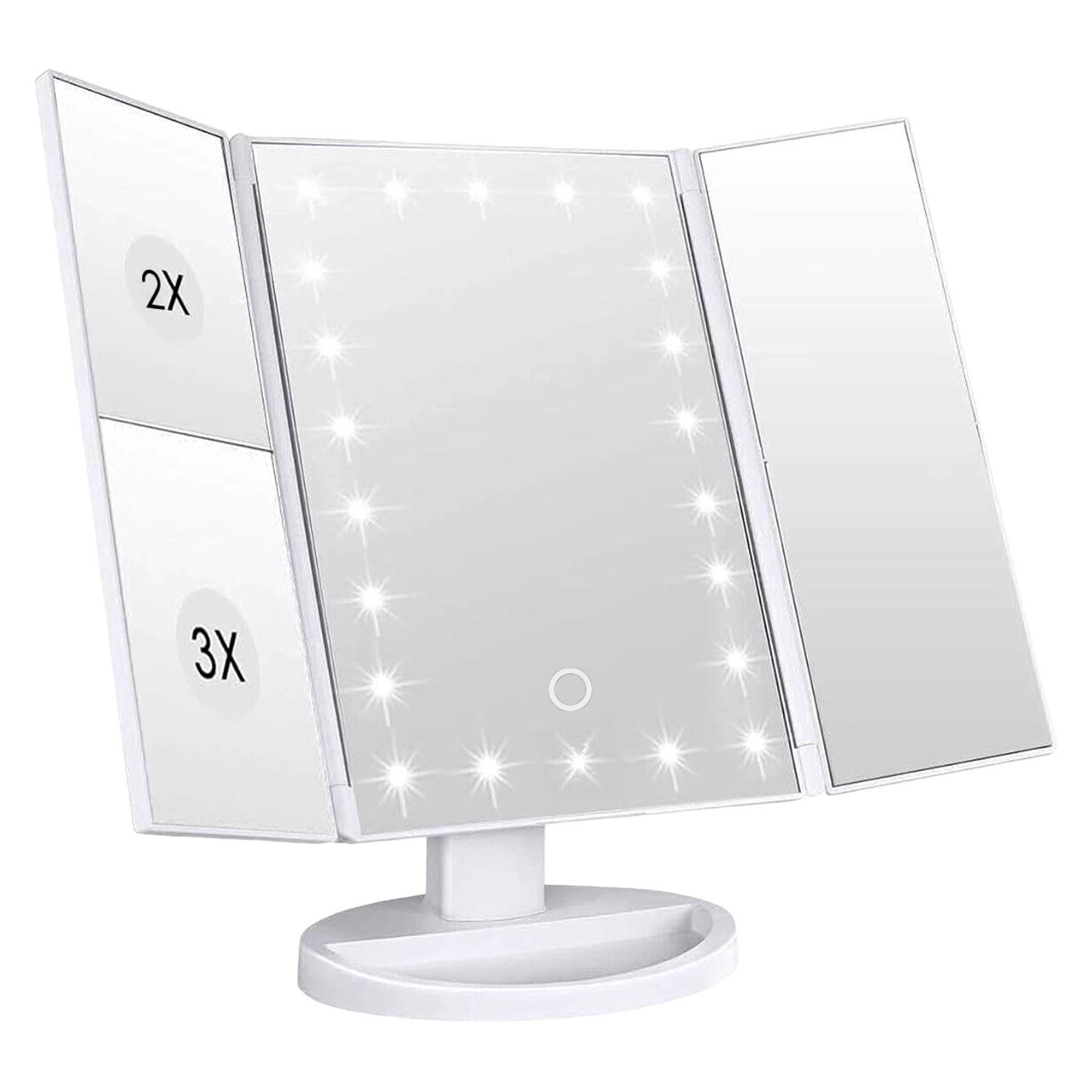 SCHMINKSPIEGEL mit LED und USB Kabel 28/18/11.7 cm - Weiß, Kunststoff (11.7/28/18cm) - Intirilife