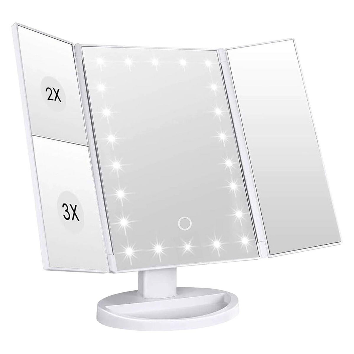 SCHMINKSPIEGEL mit LED und USB Kabel 28/18/11.7 cm - Weiß, Kunststoff (11.7/28/18cm) - Intirilife