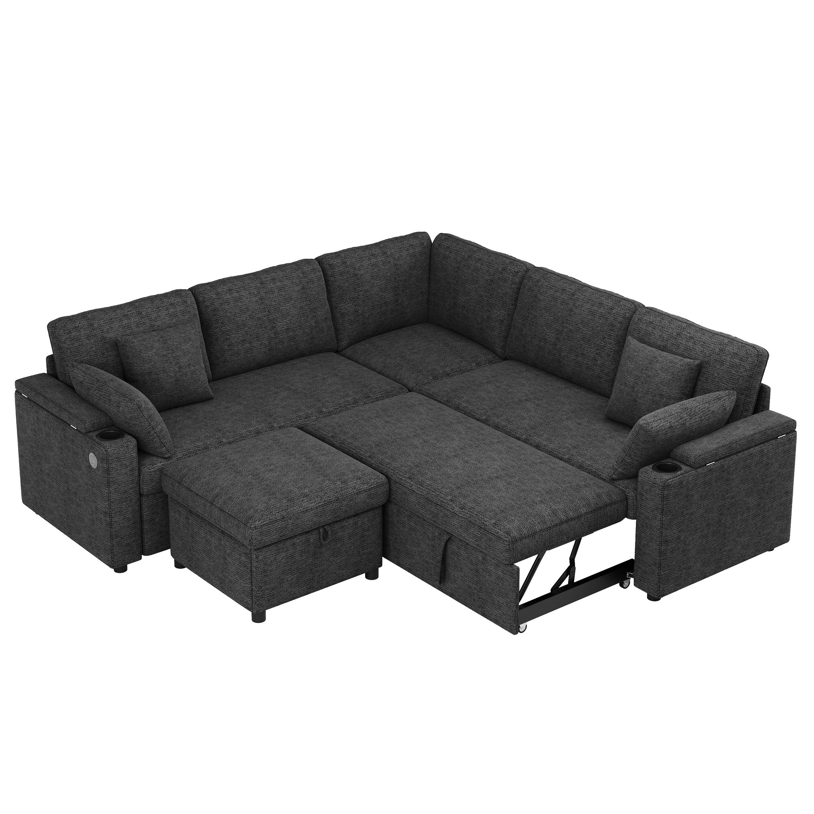 Evryae Ecksofa Grau 204x204 cm
