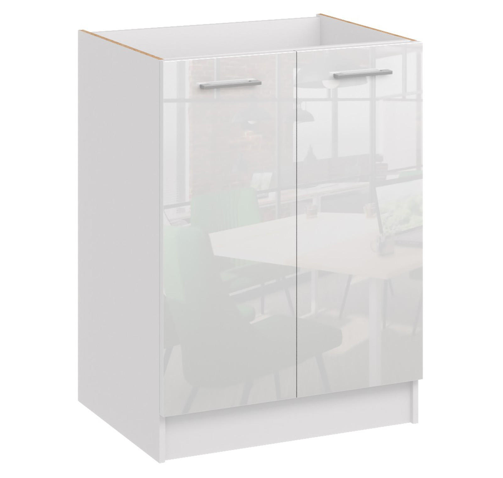 KÜCHENUNTERSCHRANK D60 2D weiss glanz - Weiß Hochglanz, Holzwerkstoff (60/82/44cm) - roe furniture