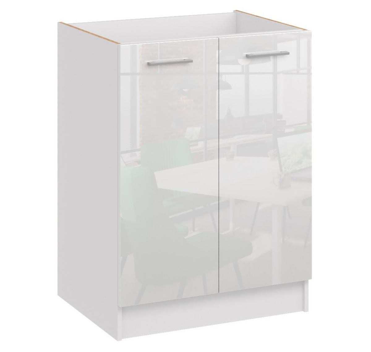 KÜCHENUNTERSCHRANK D60 2D weiss glanz - Weiß Hochglanz, Holzwerkstoff (60/82/44cm) - roe furniture