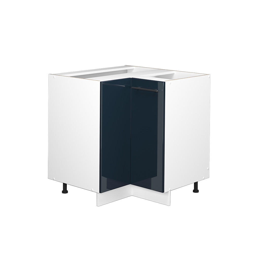 ECKUNTERSCHRANK Fame-Line Dunkelblau Hochglanz 80.5 cm ohne AP - Weiß/Dunkelblau, Holzwerkstoff (80.5/82/51.6cm) - Vicco