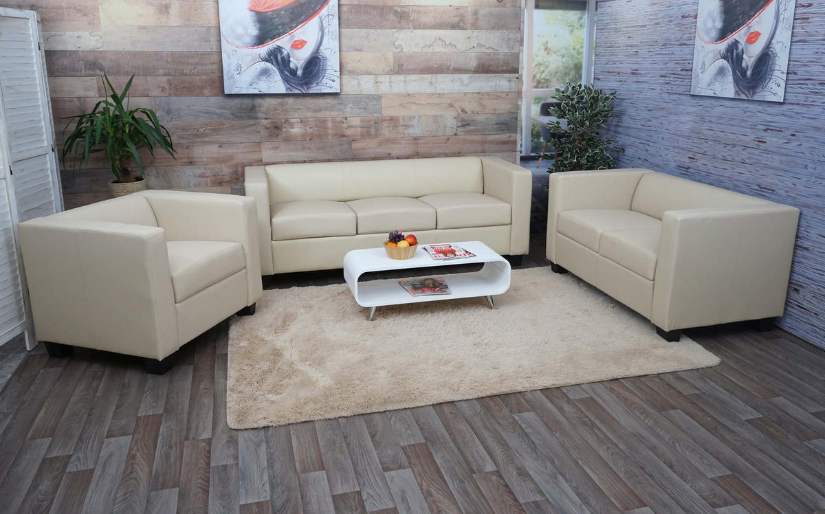 SOFAGARNITUR Cremeweiß 3er-Set - Creme, Textil (400/70/300cm) - MCW