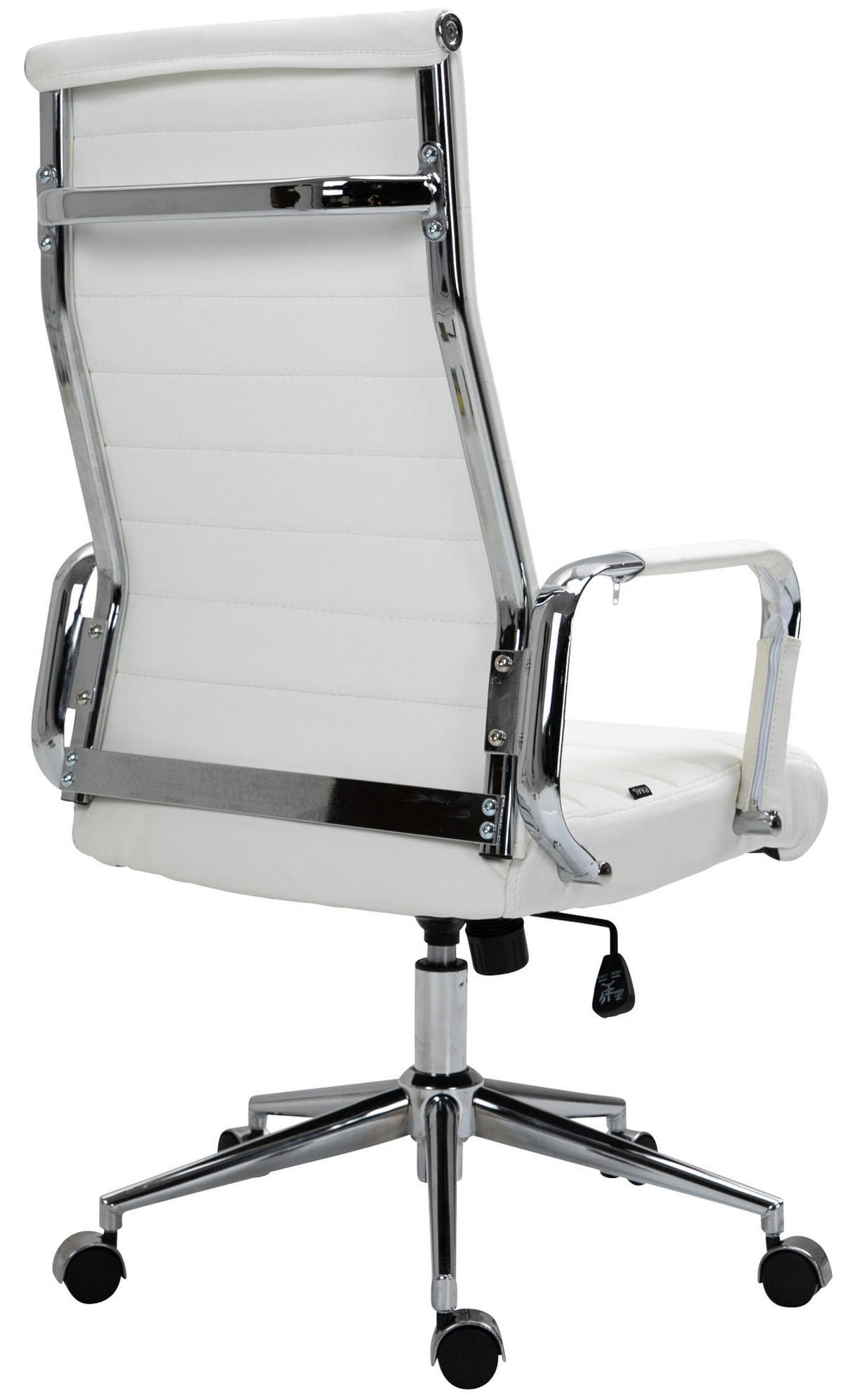 KONTORSSTOL Kolumbus äkta läder - Vit/Kromfärg, Läder/Metall (58/105/66cm) - CLP