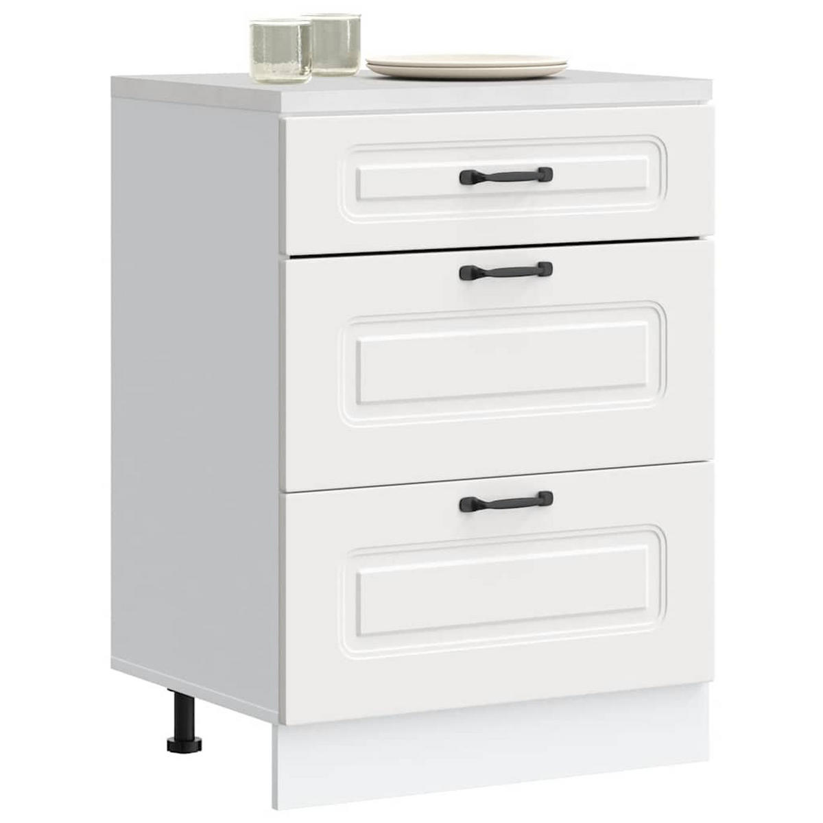 KÜCHENUNTERSCHRANK Kalmar mit 3 Schubladen 60/46/81,5 cm aus Holzwerkstoff Weiß - Weiß, Holz (60/81.5/46cm) - vidaXL
