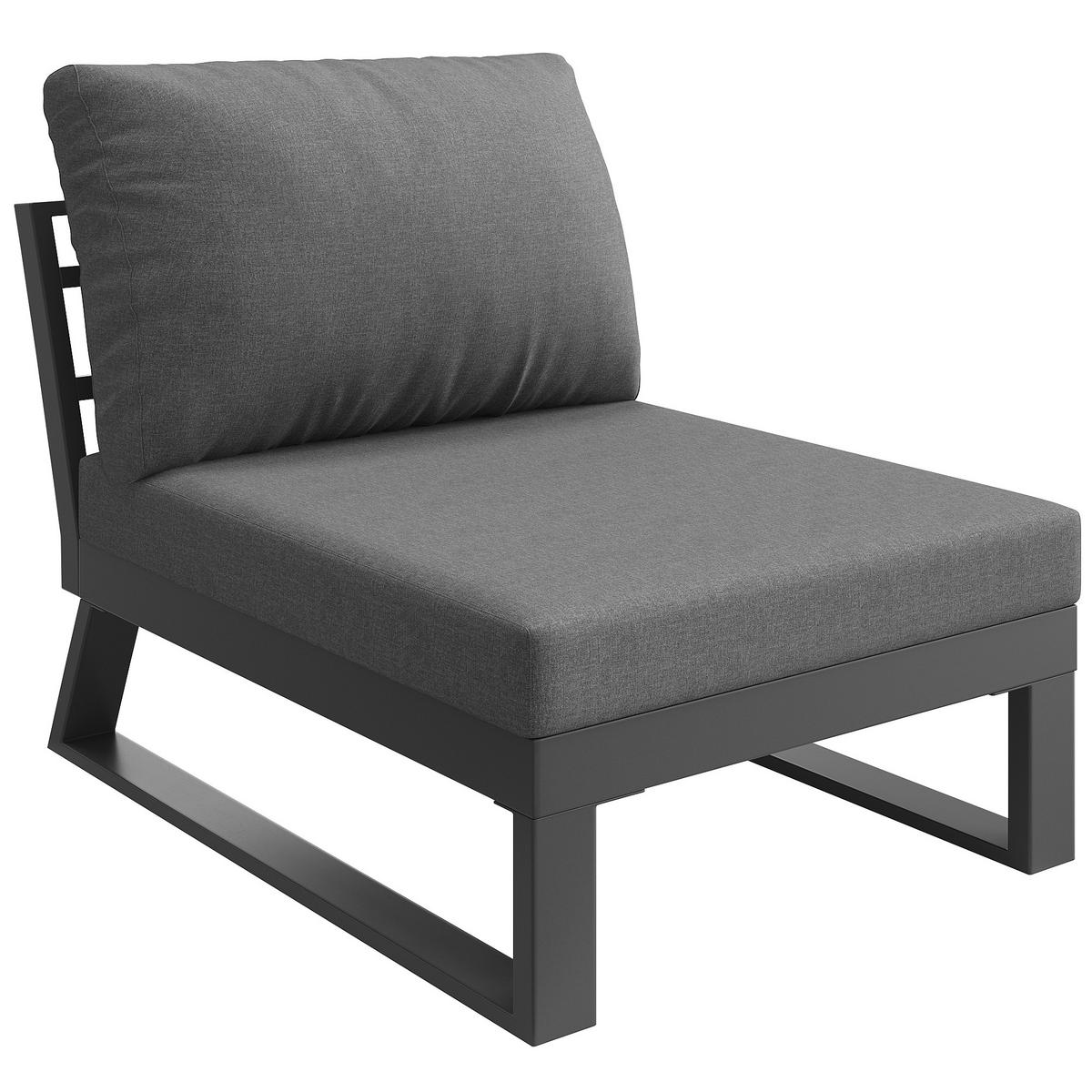 LOUNGEGARNITUR aus Eisen 110x62x75cm Grau mit 10 cm Polsternc - Grau, Metall - Modfu