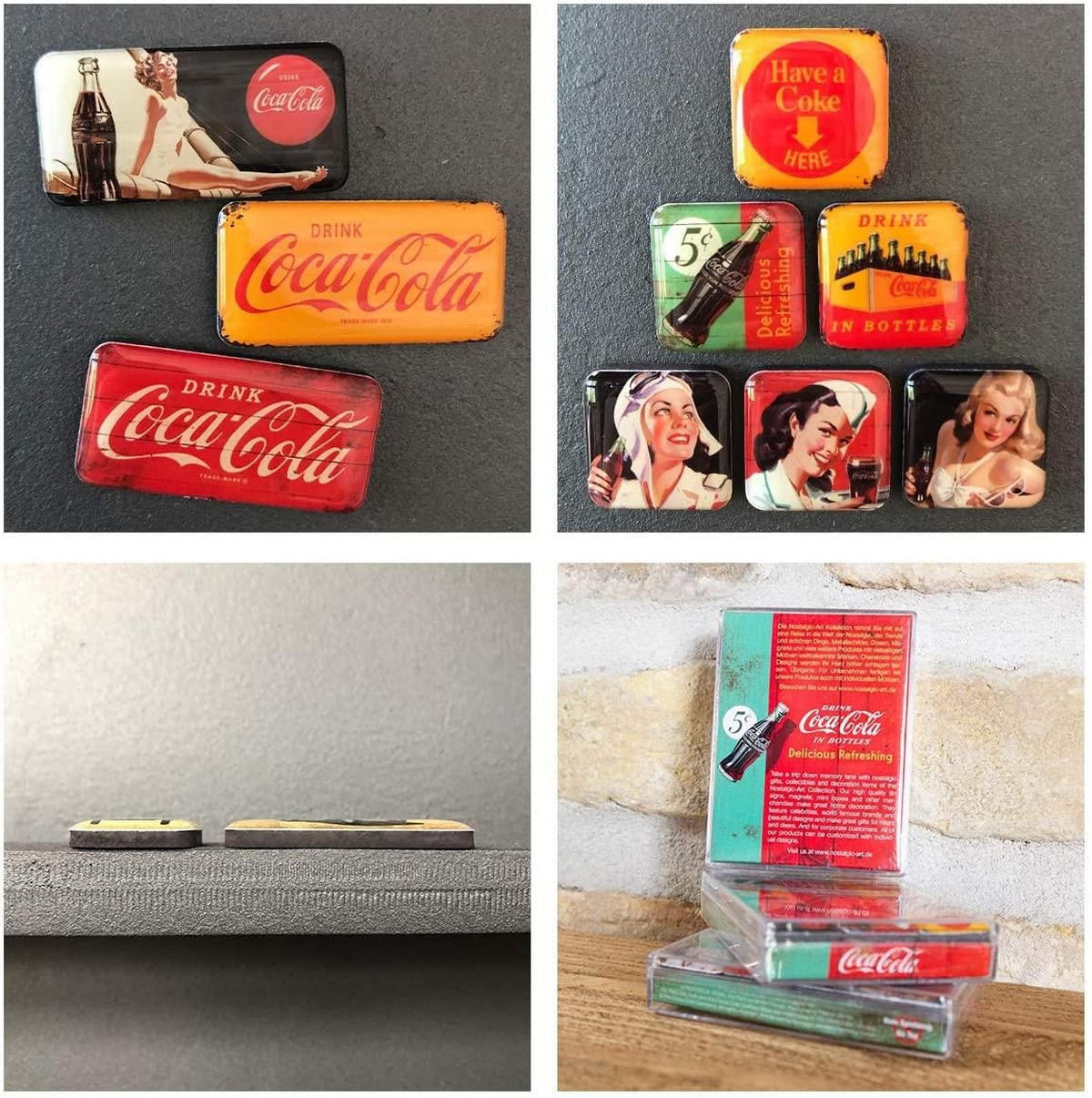 MAGNETSET 9-teilig Coca-Cola Yellow Mix - Multicolor, Metall (9/7/2cm) - Nostalgic-Art