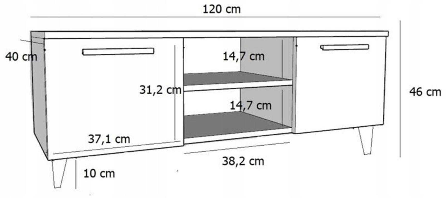 FERNSEHKOMMODE KLARA Artisan Eiche-Schwarz 120/40/46 cm - Multicolor, Holzwerkstoff (120/46/40cm) - Matkam Möbel