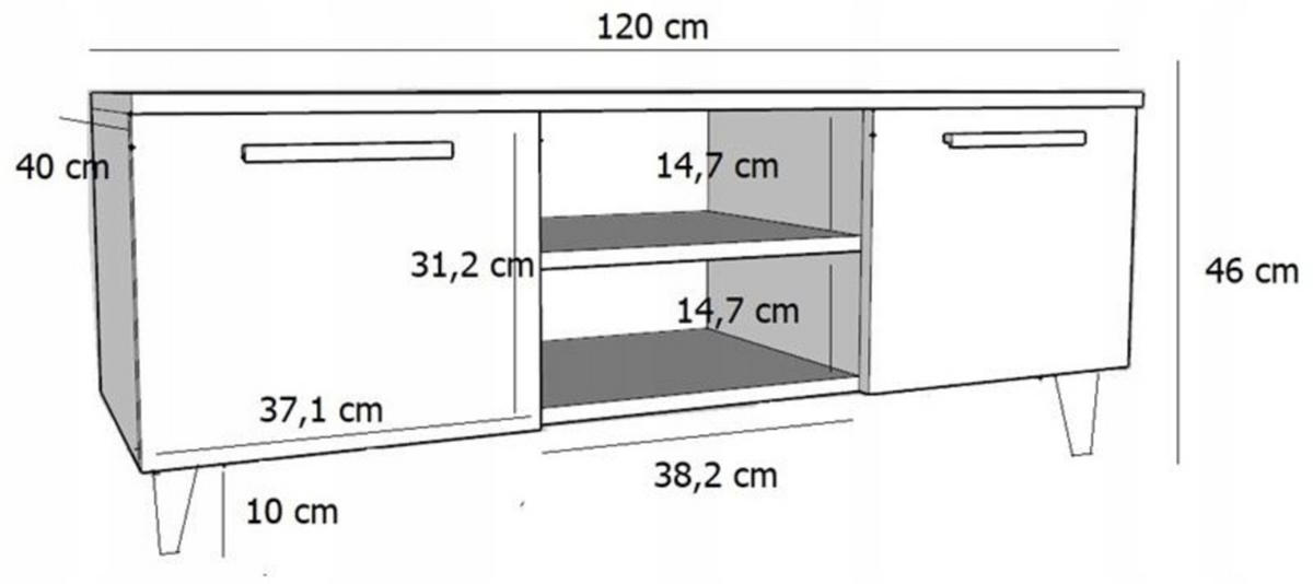 FERNSEHKOMMODE KLARA Artisan Eiche-Schwarz 120/40/46 cm - Multicolor, Holzwerkstoff (120/46/40cm) - Matkam Möbel