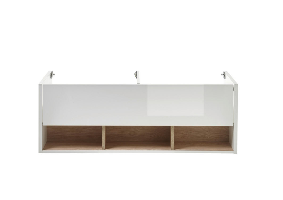 DOPPELWASCHTISCH M20 Weiß Hochglanz & Eiche Dekor 120/42/46 cm ohne Waschbecken - Weiß Hochglanz/Eichefarben, Holzwerkstoff (120/42/46cm) - Livojo