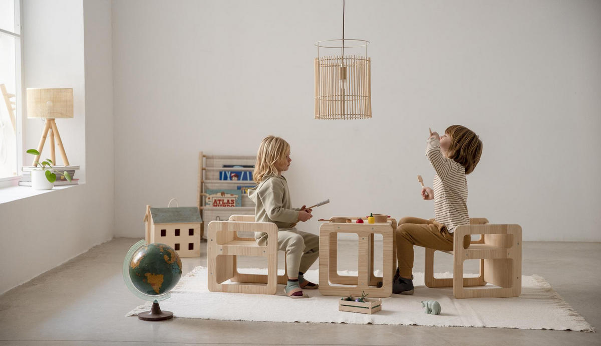 STUHL-SET 2tlg. aus naturfarbenem Kiefernholz MONTESSORI - Beige, Holz (40/40/40cm) - RNT By Really Nice Things