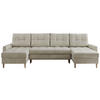 WOHNLANDSCHAFT Colin U Velvet Beige - Beige/Braun, Holz/Textil (290/75/140cm) - MKS
