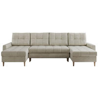 WOHNLANDSCHAFT Colin U Velvet Beige - Beige/Braun, Holz/Textil (290/75/140cm) - MKS