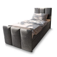 POSTEL BOXSPRING LAGO 100x200 cm, s matrací a úložným prostorem, šedá - šedá, kompozitní dřevo/textil (100/200cm) - MASSENO