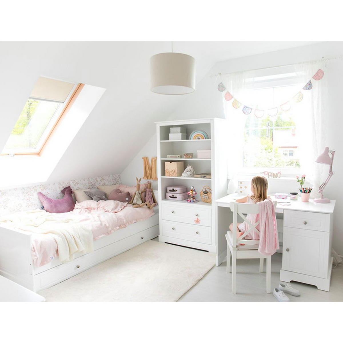 PSACÍ STŮL Bílá - bílá, kompozitní dřevo (60/122/77cm) - Petits-meubles