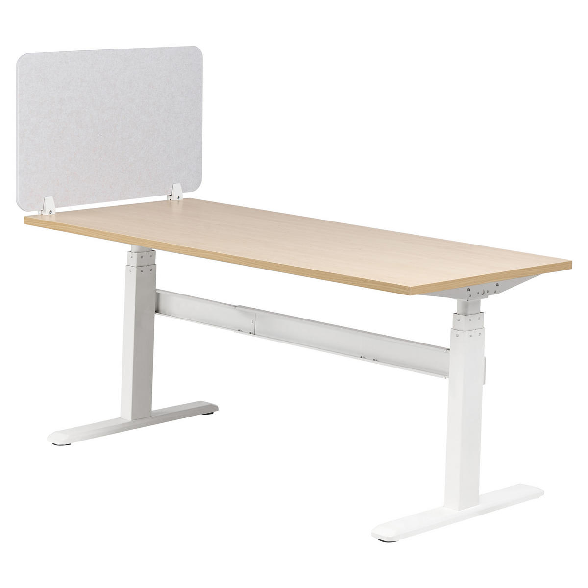 SCHREIBTISCHTRENNWAND Cremeweiß 80x1x50 Split - Creme, Kunststoff (1/80/50cm) - Beliani