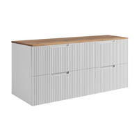 BADEZIMMERSCHRANK : weiß/Eiche Craft 160 (2 x 80) x 58,6 x 46 cm - Weiß/Braun, Holzwerkstoff (160/58.6/46cm) - 3XE LIVING