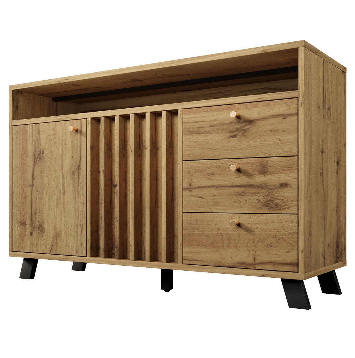 SIDEBOARD 120/40/85 cm in Dunkleiche mit 3 Schubladen und 2 Türen - Braun, Holz (120/85/40cm) - Flora Grace