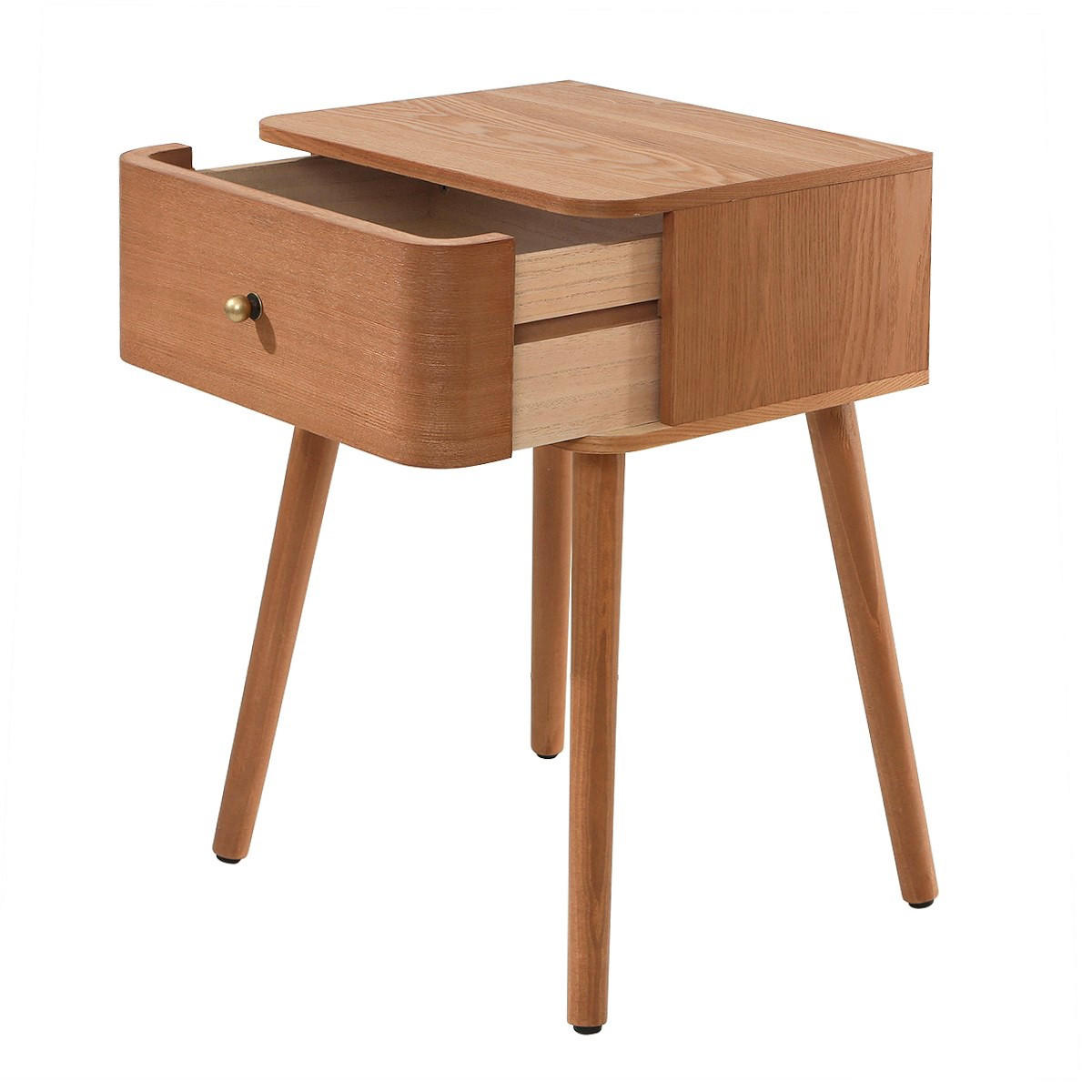 NACHTTISCH 1 Schublade mit abgerundeten Fronten B42 cm - KARL - Eschefarben, Holzwerkstoff (35/58/43.5cm) - Calicosy