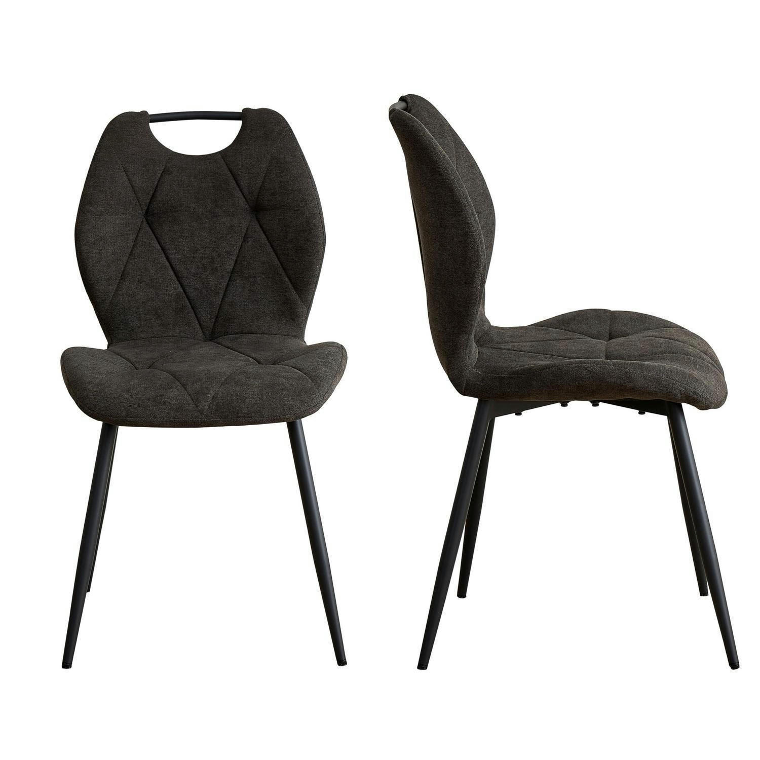 ESSZIMMERSTUHL 2er-Set Stoff Schwarz - Anthrazit, Textil (44/86/48cm)