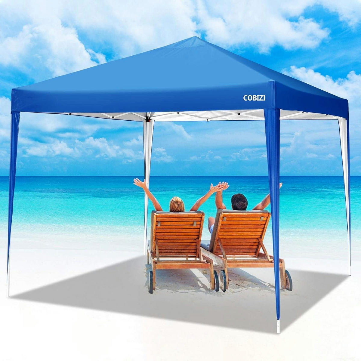 FALTPAVILLON 3 x 3 m Hellblau - Blau, Textil (300/203/300cm)