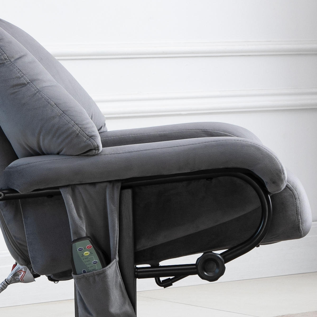 MASSAGESESSEL inkl. Hocker Fernsehsessel drehbar Relaxsessel Samt-Touch Grau - Grau, Kunststoff (80/102/76cm) - HOMCOM