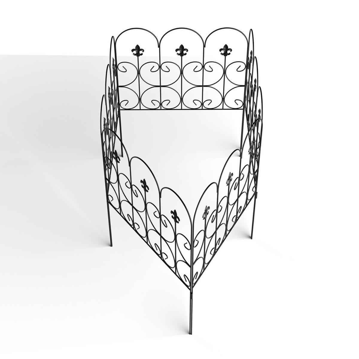 GARTENZAUN Lattenzaun 5Stück aus Metall in Schwarz Abnehmbares Design Robuste Metallkonstruktion je Paneel: 61 cm B × 81.5 cm H - Schwarz, Metall (61cm) - Livingandhome