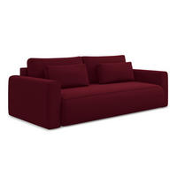 3-SITZER SOFA mit Schlaffunktion Samt Stoff Rot - Bordeaux/Rot, Kunststoff/Textil (238/82/105cm) - LaMiaSofa