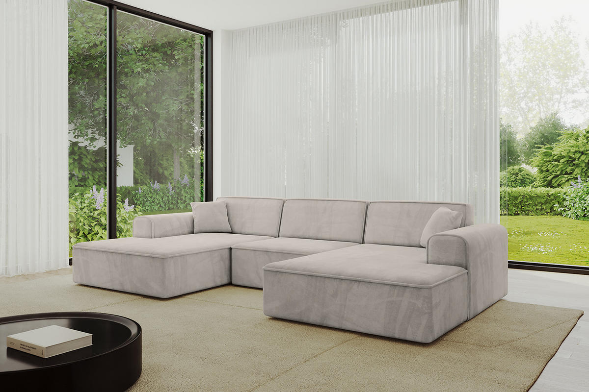 WOHNLANDSCHAFT IREA-U1-v3 - 303x171x79 cm Hellbraun - Hellbraun, Holzwerkstoff/Textil (303/79/171cm) - ALTDECOR