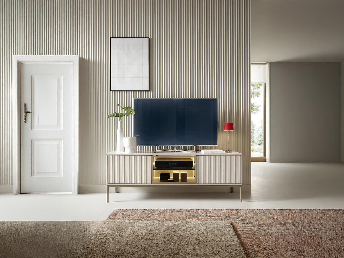 TV-BOARD - 153.4cm x 39cm - MDF - beige - OVILA - Beige, Holz (153.4/56.2/39cm) - Vente-Unique