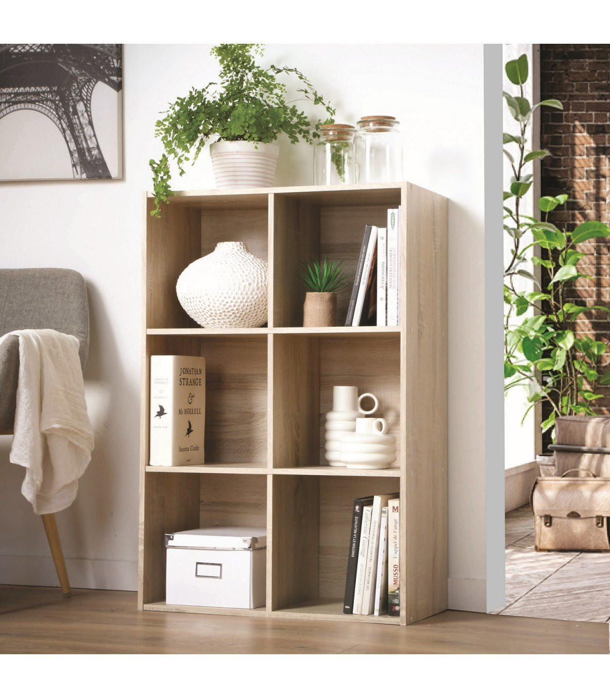 REGAL mit 6 Fächern - H91,5 x L61,5 cm - Apfelbaumfarben, Holzwerkstoff (29.5/91.5/61.5cm) - Calicosy