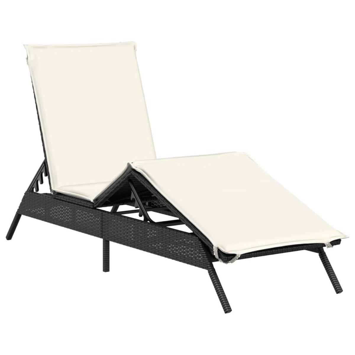 SONNENLIEGEN Mit Auflagen 2 Stk. Schwarz Poly Rattan - Schwarz, Kunststoff (59/85/200cm) - vidaXL