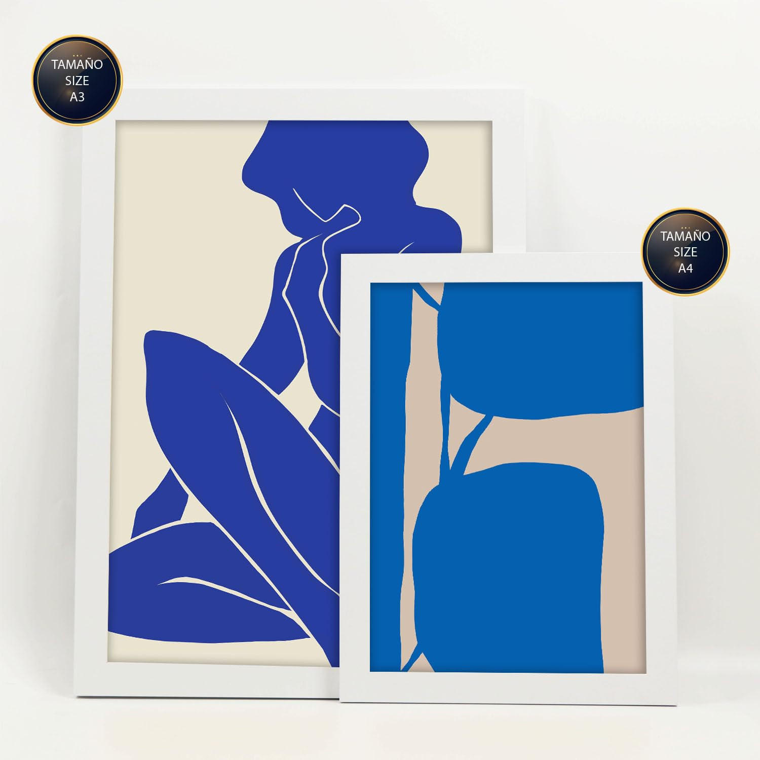 POSTER Set Mit 6 Mettle Körper 2 In Weibliche Zusammenfassung Ästhetische Dekorative Gemälde Für Ihr Wohnzimmer Zuhause A3 & A4 Weißer Rahmen - Weiß, Papier (29/3cm) - Nacnic