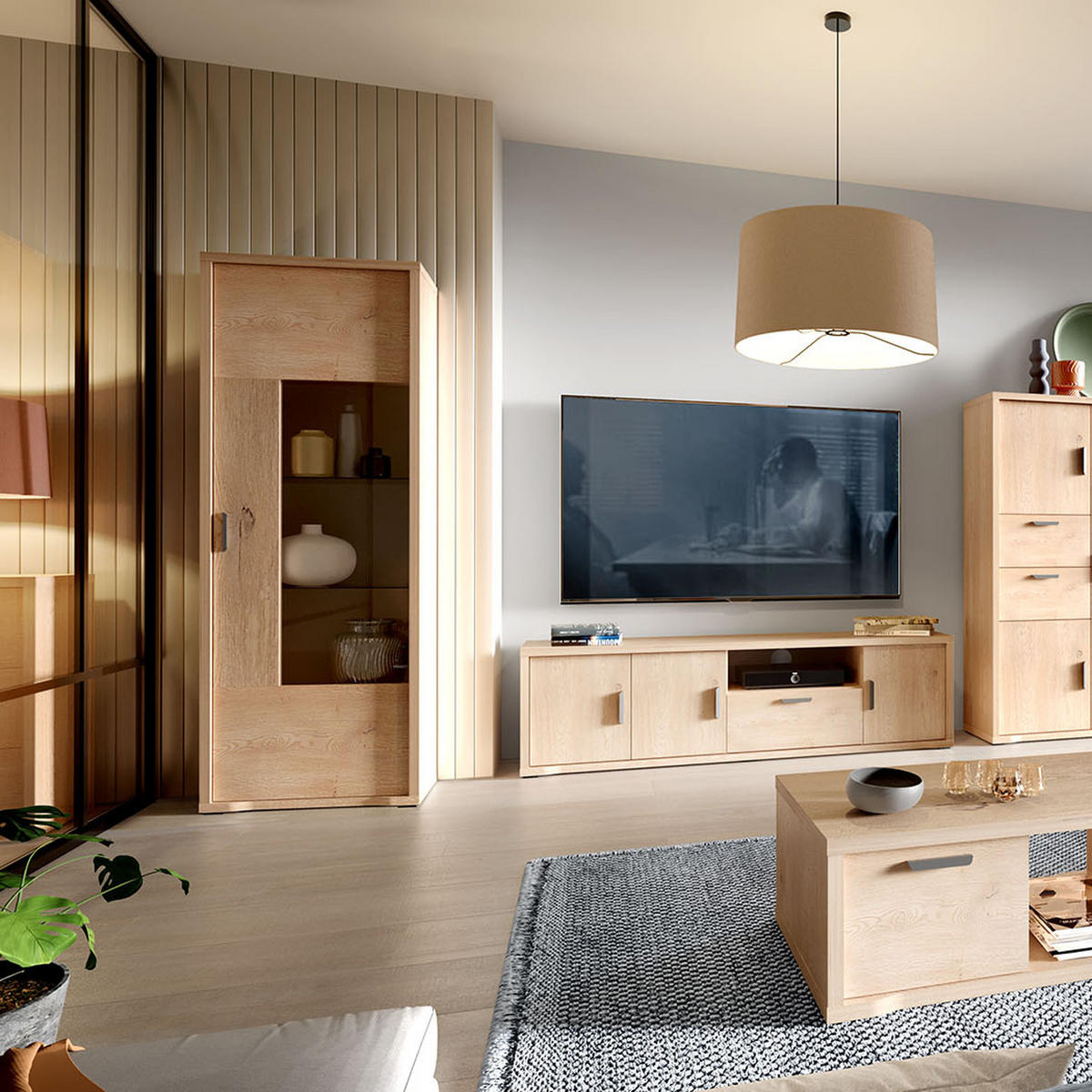 VITRINE Grande G-4 68 x 200 x 40,5 cm Eiche Cremona - Beige, Holzwerkstoff (68/200/40.5cm) - Koseto